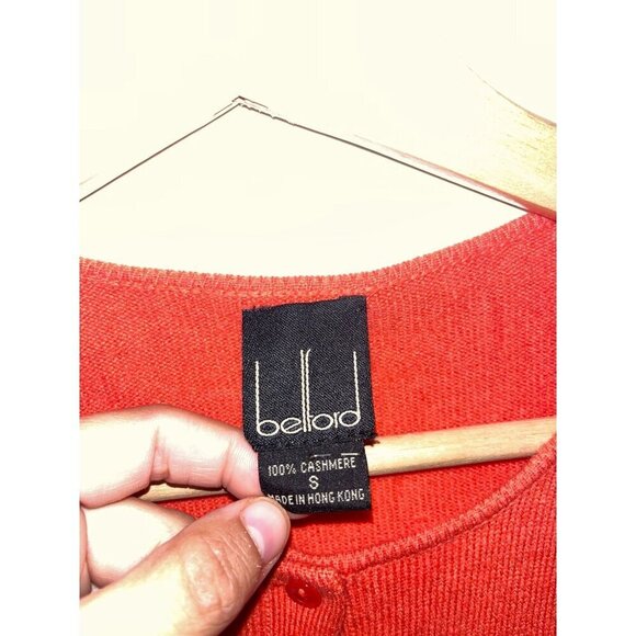 Beloid 100% Cashmere Womens Cardigan Sweater Red Long Sleeve Button Front Size S - Picture 4 of 8